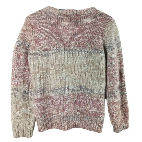 Elsamanda Cable Knit Pullover Sweater Wool Alpaca Mohair V-Neck Two Tone M Large - Picture 2 of 5